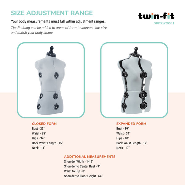 Dritz Twin-Fit Adjustable Dress Form &amp; Reviews | Wayfair